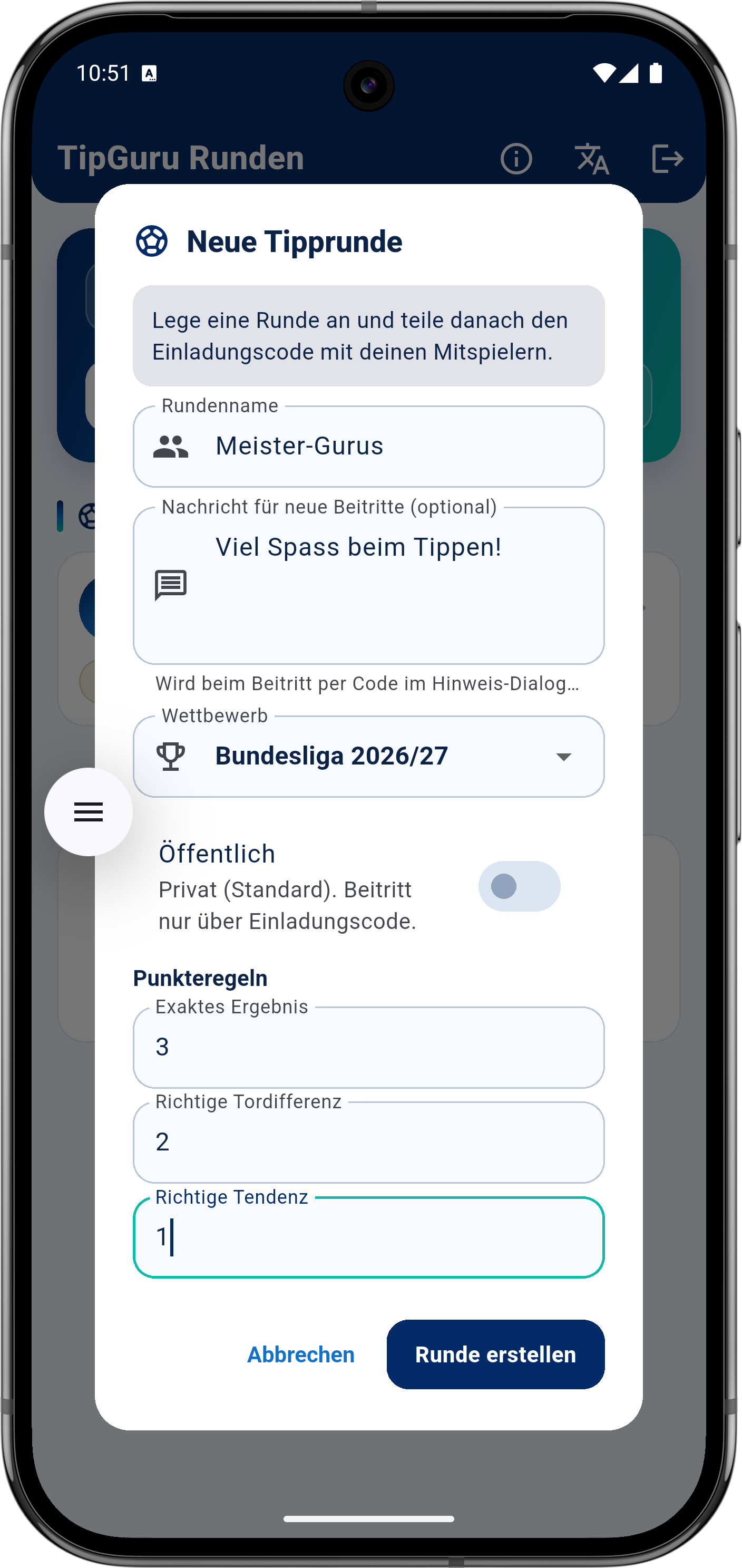 TipGuru Screenshot Tipps und Live-Punkte