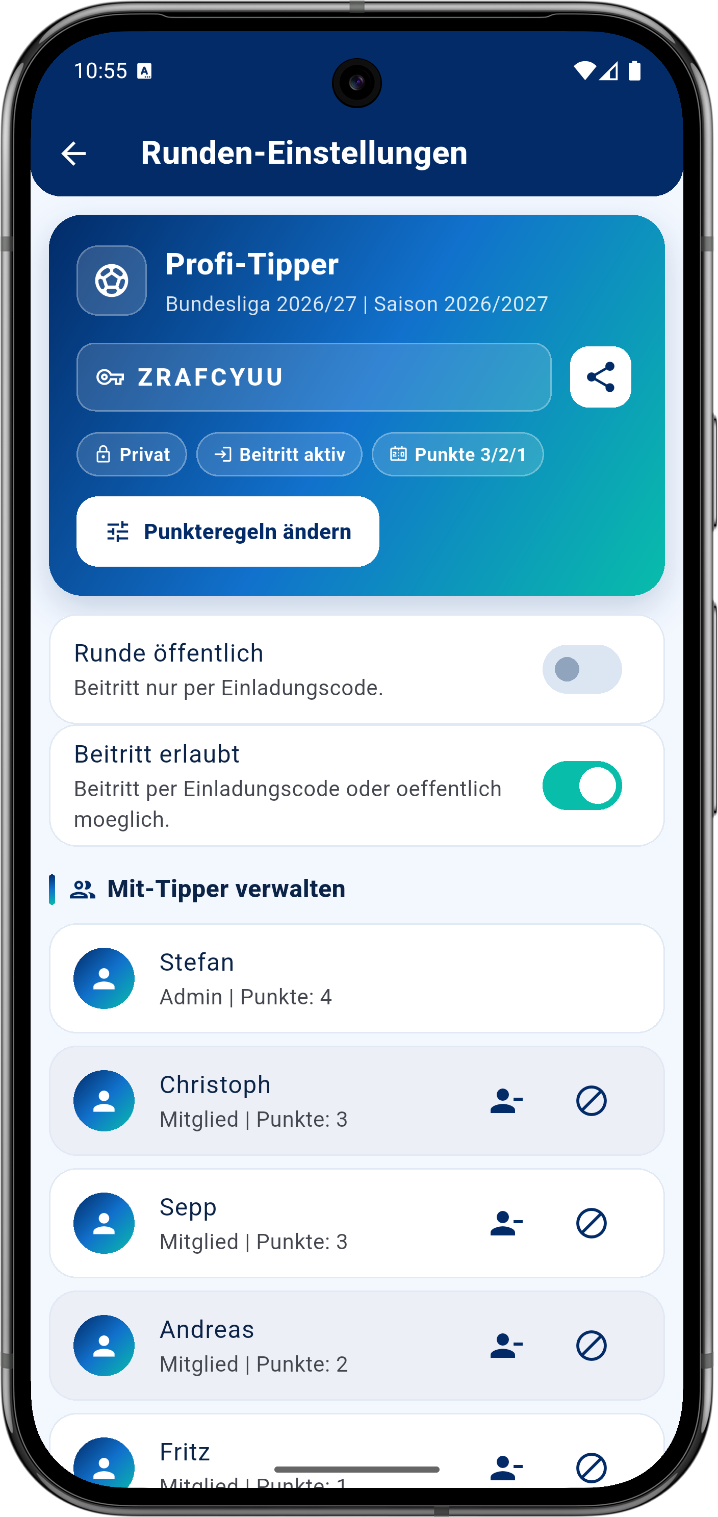 TipGuru Screenshot Spieltag und Ergebnisse